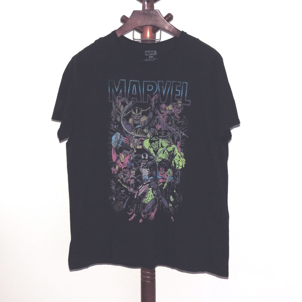 Marvel Heroes Black Graphic T-Shirt Spiderman Thor Hulk Arrow